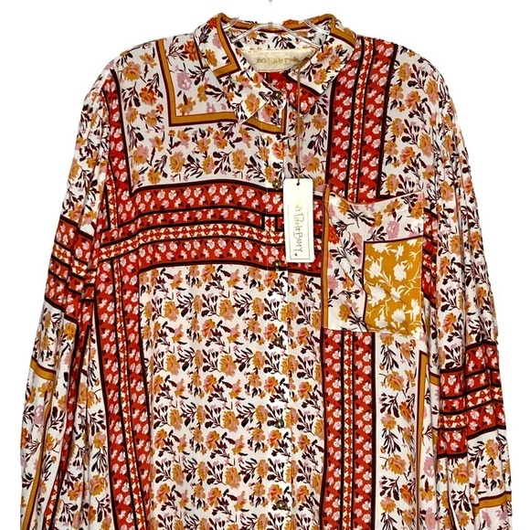 Jen’s Pirate Booty Multi Print Roma Lockhart Tunic Top in Roma Gold Sz S - Picture 3 of 14